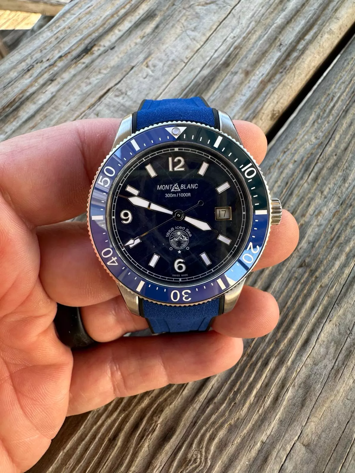NEW Montblanc 1858 Ice Sea Automatic Date 129370 Rubber Strap Diver Authentic