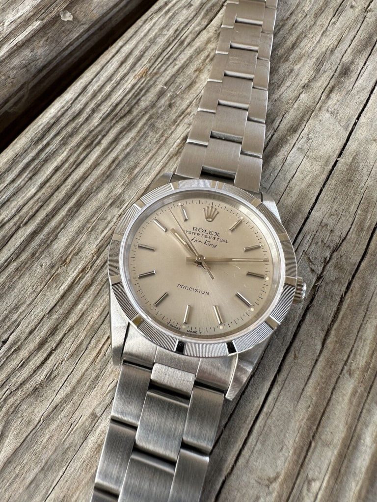 MINT Rolex Air King Precision Men Stainless Steel Watch Oyster Silver Dial 14010
